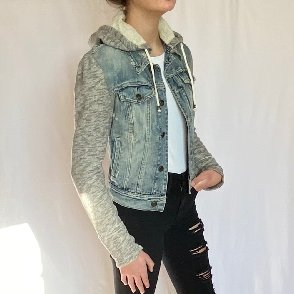 FREE PEOPLE Denim Knit Jacket